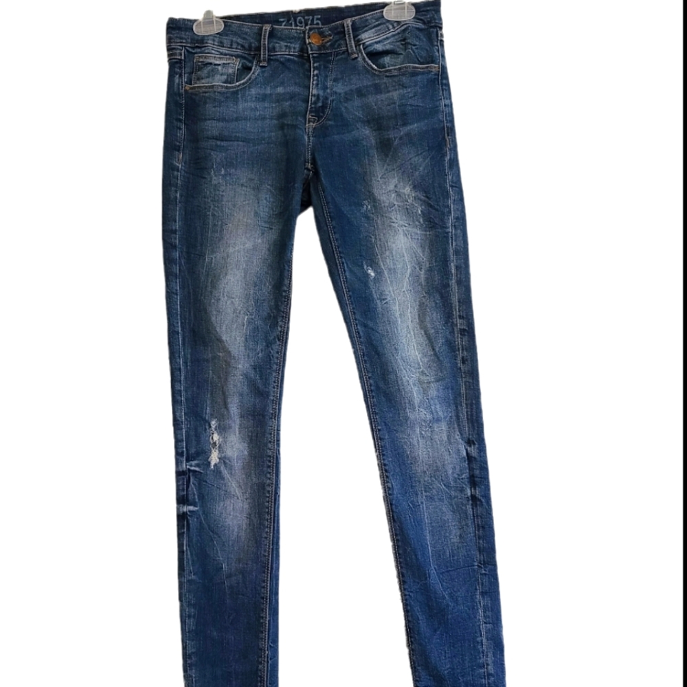 Zara Women's 6 Z1975 33" inseam Distressed Ripped Low Rise Skinny Jeans